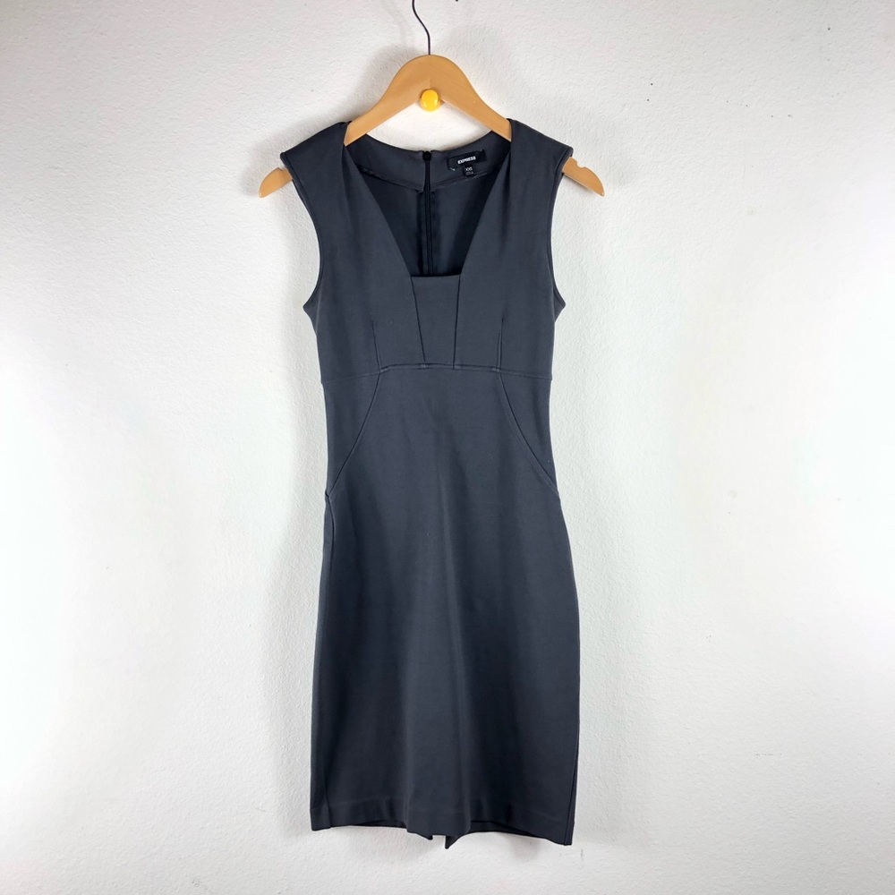 Express Gray Sheath Career DressXXS